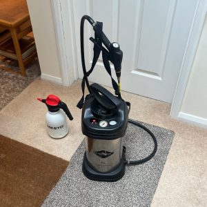 Carpet Beetle Pest Control Bromley Insecticide spray on a rug waiting for a carpet beetle pest control session